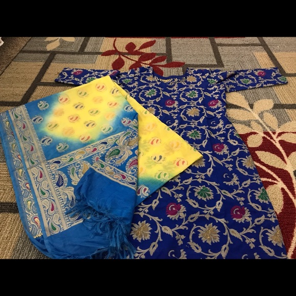 Beautiful blue Katan dress - Picture 1 of 8